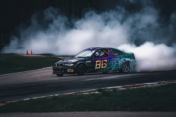 2021 Riga Latvia Blurred Image Diffusion Race Drift Car Lots — Zdjęcie stockowe