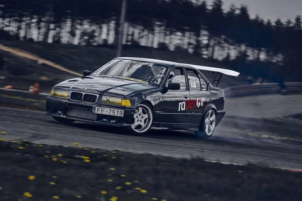 Riga Latvia16 2021 Drift Bmw Driver Drifting Road — Fotografia de Stock