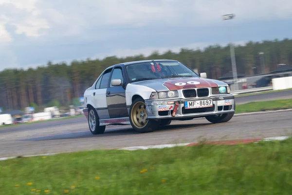 Riga Latvia16 2021 Drift Bmw Driver Drifting Road — Stockfoto