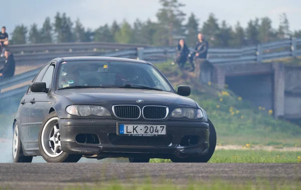 Riga Latvia16 2021 Drift Bmw Driver Drifting Road — Stock Photo, Image