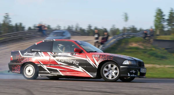 Riga Latvia16 2021 Drift Bmw Driver Drifting Road — Stock fotografie