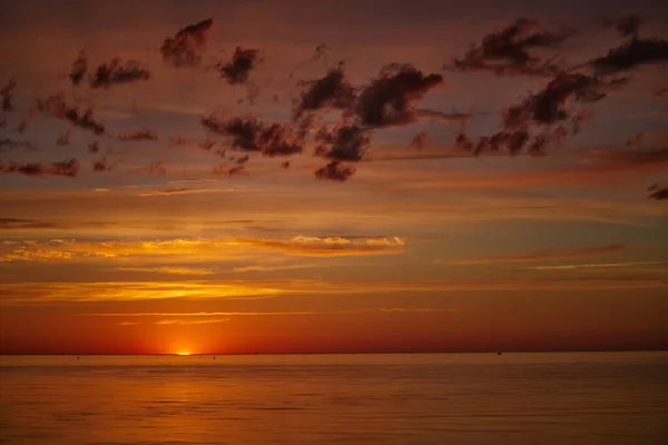 Dramatic Sunset Sky Clouds Dramatic Sunset Sea — Stock Photo, Image