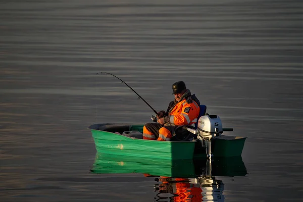 02021 Riga Latvia Fishing Boat Fisherman Sea Dawn — Foto de Stock