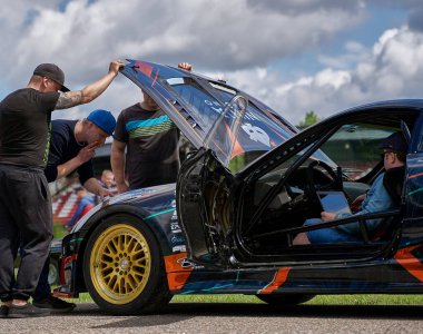 21-05-2021 Riga, Latvia Toyota Supra Drift Car at the city streets