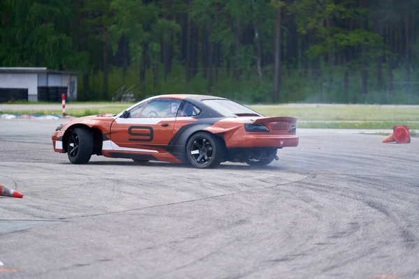 2021 Riga Letonia Coche Deriva Pista Carreras Asfalto Con Mucho — Foto de Stock