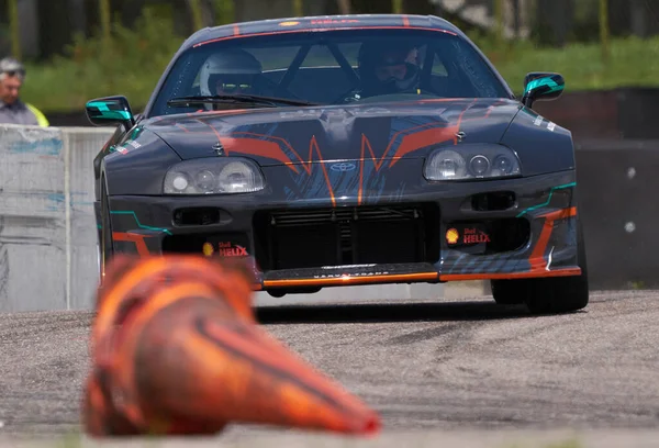 2021 Riga Lettonie Voiture Dérivant Sur Piste Course Asphalte Avec — Photo