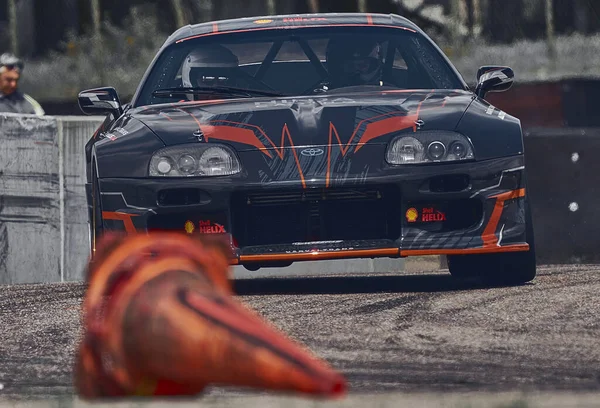 2021 Riga Lettonie Voiture Dérivant Sur Piste Course Asphalte Avec — Photo