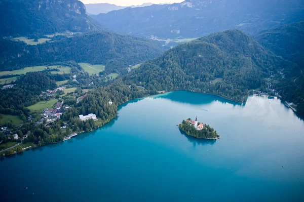 Slowenien Luftaufnahme Resort See Blutete — Stockfoto