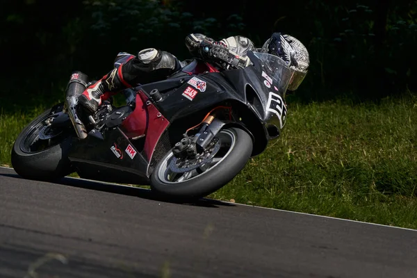 2021 Lithuania Kaunas Motogp Rider Motorcyclist Ride Corner Road Forest — Stock fotografie