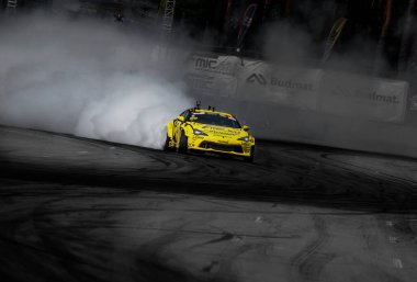 10-06-2021 Riga, LAtvia Sport car drifting on the ground.