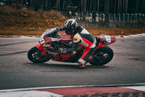 2021 Lithuania Kaunas Motogp Rider Motorcyclist Rides Fast Sport Bike — Zdjęcie stockowe