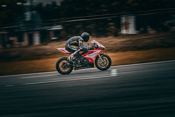 2021 Lithuania Kaunas Motogp Rider Motorcyclist Rides Fast Sport Bike — Φωτογραφία Αρχείου