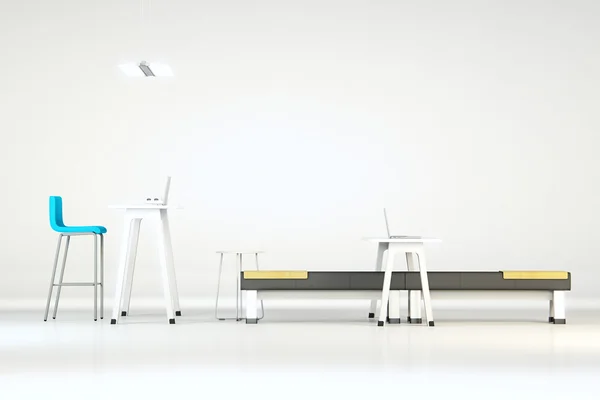 Beyaz temiz Ofis mobilya ile — Stok fotoğraf