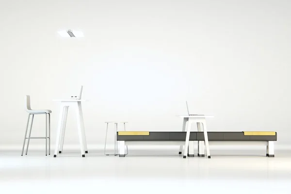 Weißes sauberes Büro mit Möbeln — Stockfoto