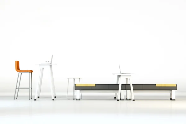 Weißes sauberes Büro mit Möbeln — Stockfoto