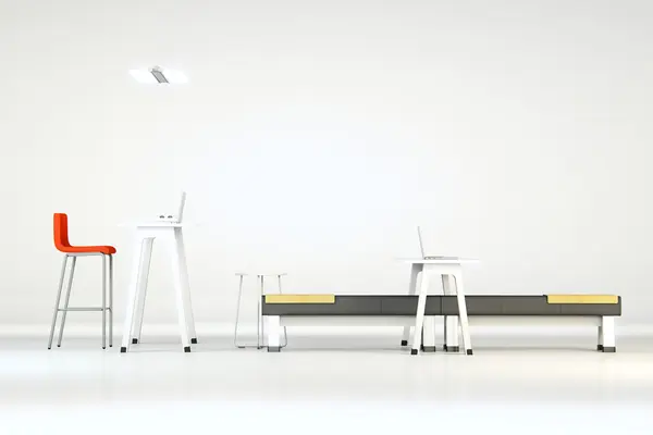 Білий чистий офіс з меблями — стокове фото