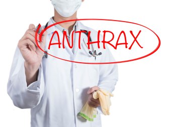 Kırmızı kalem kullanarak doktor daire şarbon çizin.