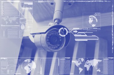 Ekran üzerinde CCTV kamera veya gözetleme teknolojisi