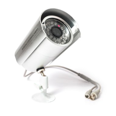 CCTV kamera gözetim izole beyaz arka plan üzerinde