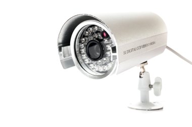 CCTV kamera gözetim izole beyaz arka plan üzerinde