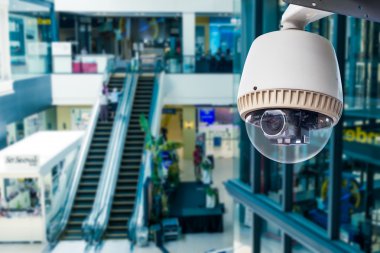 CCTV kamera gözetim içinde mavi biulding çalışma