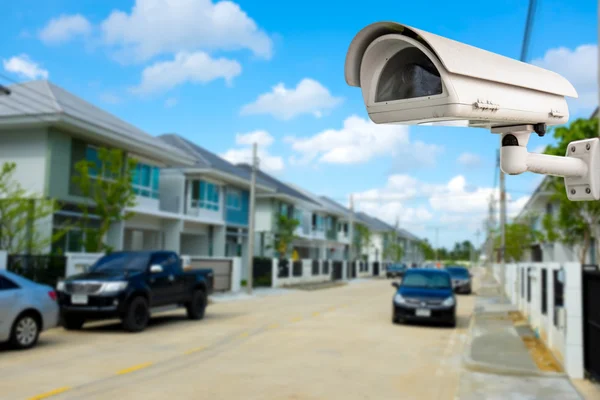 CCTV Camera or surveillance with village in background — Stock Photo, Image