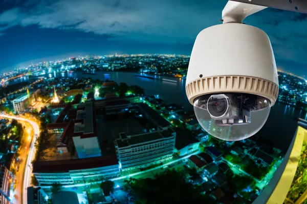 CCTV camera or surveillance with fish eye perspective — Stock Photo, Image