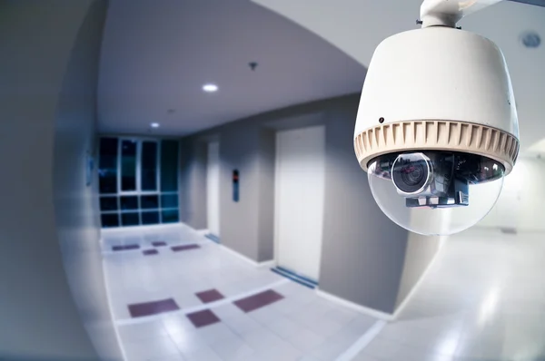 CCTV camera or surveillance with fish eye perspective — Stock Photo, Image