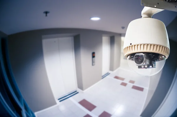 CCTV camera or surveillance with fish eye perspective — Stock Photo, Image