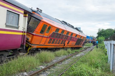 Bangkok Tayland - 31 Temmuz 2014: tren acciden başarısız parça ne