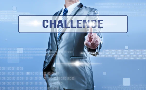 Businessman making decision on challenge — Stock Photo, Image