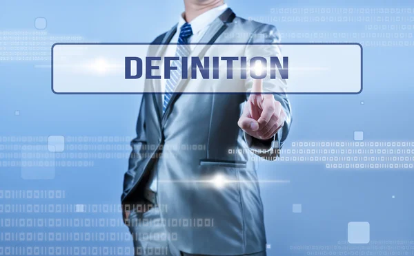 Geschäftsmann trifft Entscheidung über Definition — Stockfoto