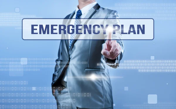 Hombre de negocios toma de decisiones sobre plan de emergencia — Foto de Stock