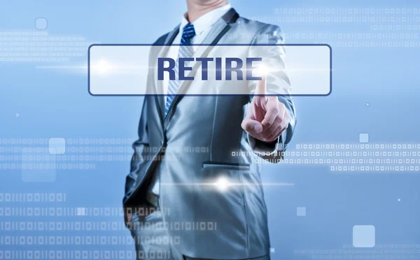 Podnikatel dělat rozhodnutí o důchodu — Stock fotografie