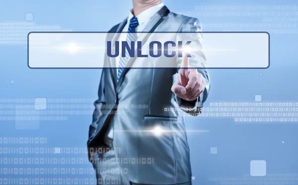 Businessman making decision on unlock — Stock Photo, Image