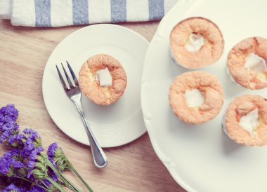 Cupcake ve lavanta vintage renk tonu