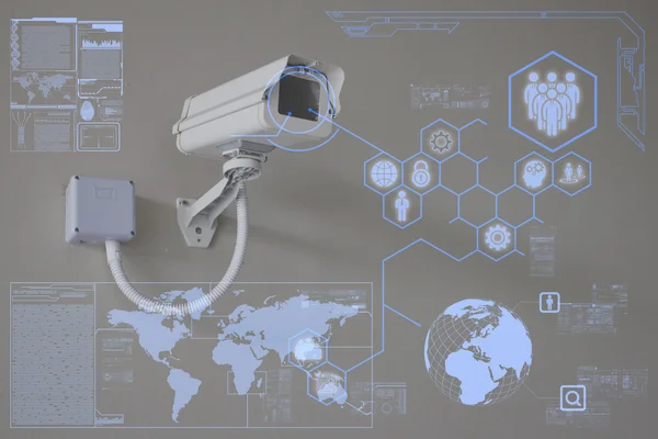 CCTV Camera or surveillance technology on screen display — Stock Photo, Image