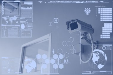 Ekran üzerinde CCTV kamera veya gözetleme teknolojisi