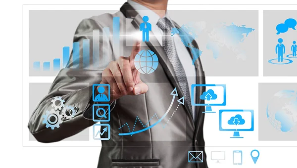 Businessman working with digital chart, business improvement concept — Stock Photo, Image