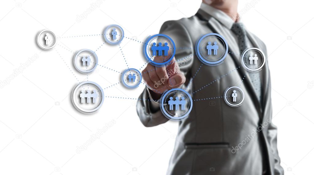Businessman working with digital visual object, human resource c