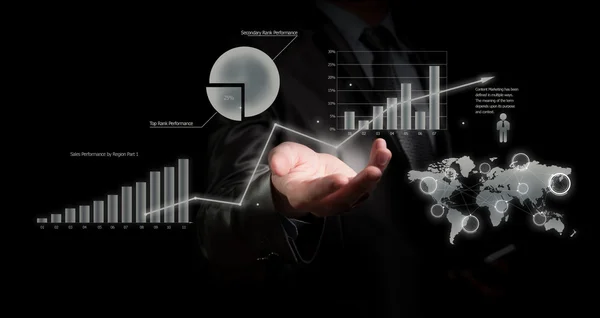 Businessman holding graph, business concept — Stock Photo, Image