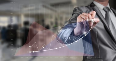 dijital grafik ile iş geliştirme con çalışan iş adamı