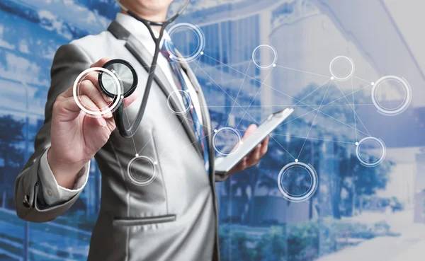 Business man with stethoscope, business concept — Stock Photo, Image