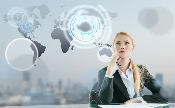 Businesswoman imagine of globalization business concept — Stock Photo, Image