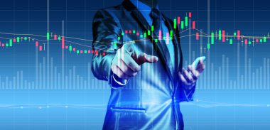 İşadamı ile hisse senedi grafiği çift pozlama