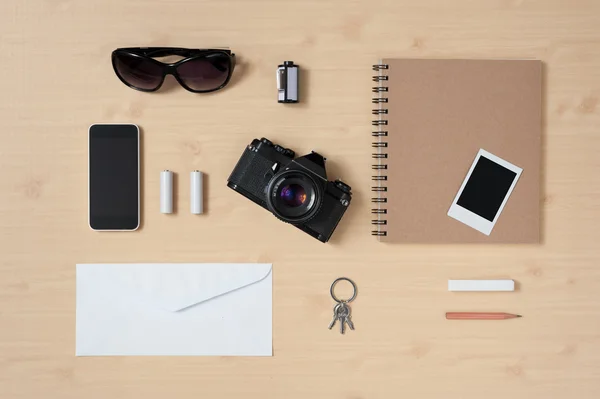 Mock up template of equipment for traveling — Stock Photo, Image