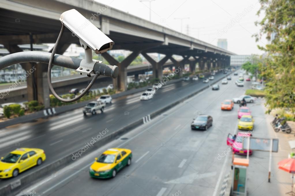 CCTV camera or surveillance operating on traffic road
