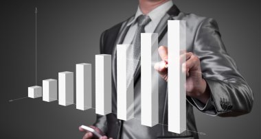 dijital grafik ile iş geliştirme con çalışan iş adamı