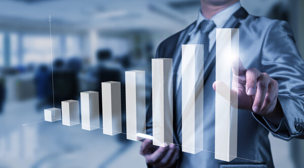 business man working with digital chart, business improvement con
