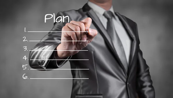 Geschäftsmann Zeichnung Plan, Business Strategy Konzept — Stockfoto